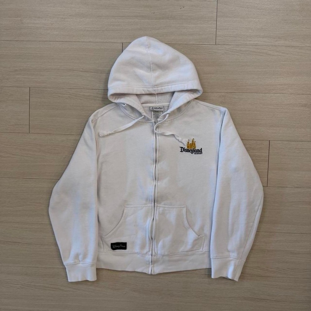 Vintage Disneyland Resort White Full Zip Up Hoodie Women's Size XL